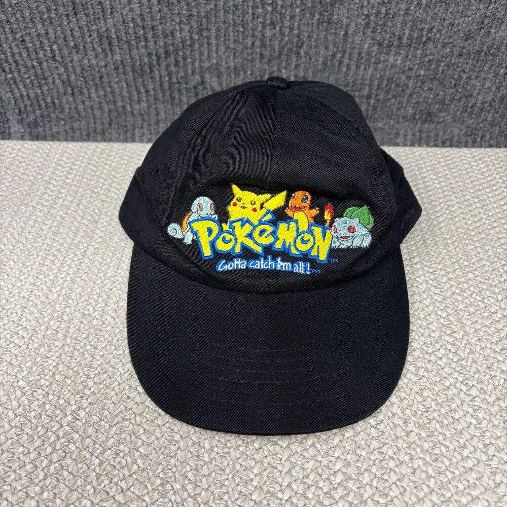 Vintage Pokémon Gotta Catch Em All Black Strapback Hat Cap Nintendo 90s